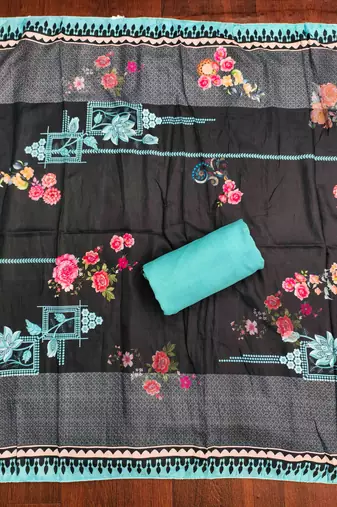 sky cotton blend embroidered unstitched dressmaterials 3 pair top bottom dupptaa