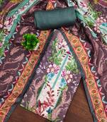 Purple cotton embroidered unstitched dressmaterials 3 pair top bottom dupptaa