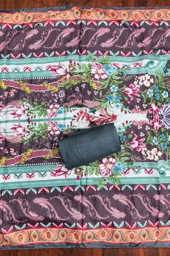 sky cotton blend embroidered unstitched dressmaterials 3 pair top bottom dupptaa