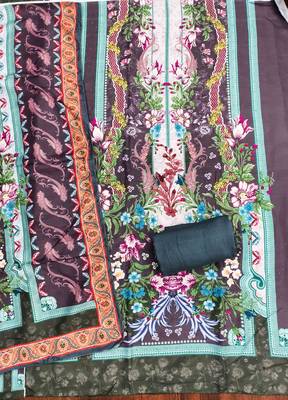 Sky cotton embroidered unstitched dressmaterials 3 pair top bottom dupptaa 3