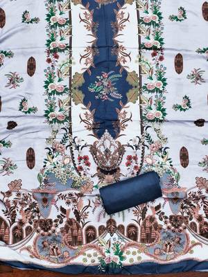 Blue cotton embroidered unstitched dressmaterials 3 pair top bottom dupptaa 4