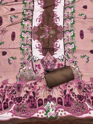 Brown cotton embroidered unstitched dressmaterials 3 pair top bottom dupptaa 4