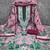 Pink cotton embroidered unstitched dressmaterials 3 pair top bottom dupptaa