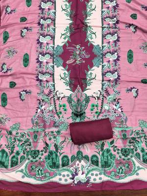 Pink cotton embroidered unstitched dressmaterials 3 pair top bottom dupptaa 4