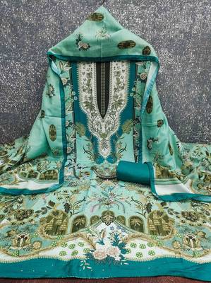 Sky cotton embroidered unstitched dressmaterials 3 pair top bottom dupptaa 2