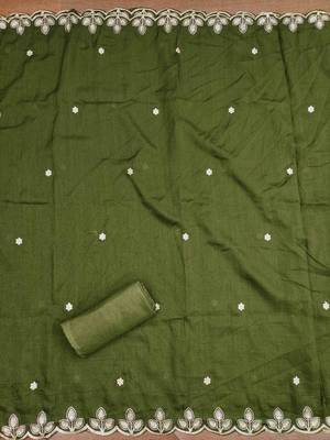 Green cotton embroidered unstitched dressmaterials 3 pair top bottom dupptaa 4