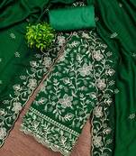 Green cotton embroidered unstitched dressmaterials 3 pair top bottom dupptaa
