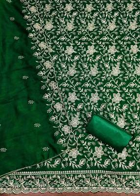 Green cotton embroidered unstitched dressmaterials 3 pair top bottom dupptaa 4