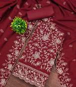 Red cotton embroidered unstitched dressmaterials 3 pair top bottom dupptaa