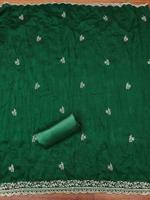 Green cotton embroidered unstitched dressmaterials 3 pair top bottom dupptaa 4