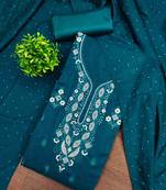 Blue cotton embroidered unstitched dressmaterials 3 pair top bottom dupptaa