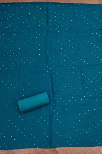 blue cotton blend embroidered unstitched dressmaterials 3 pair top bottom dupptaa