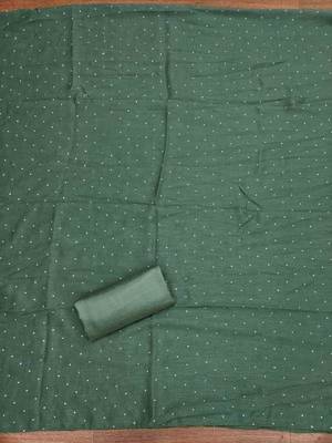 Green cotton embroidered unstitched dressmaterials 3 pair top bottom dupptaa 3