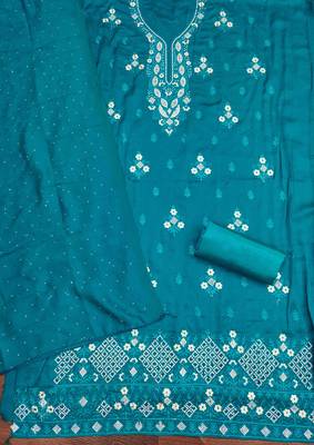 Sky cotton embroidered unstitched dressmaterials 3 pair top bottom dupptaa 4