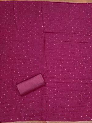 Wine cotton embroidered unstitched dressmaterials 3 pair top bottom dupptaa 3