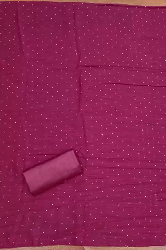 wine cotton blend embroidered unstitched dressmaterials 3 pair top bottom dupptaa