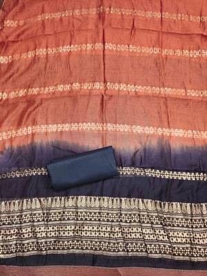 Orange cotton embroidered unstitched dressmaterials 3 pair top bottom dupptaa 3