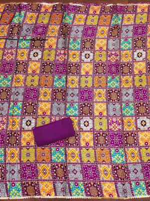 Lavender cotton embroidered unstitched dressmaterials 3 pair top bottom dupptaa 3