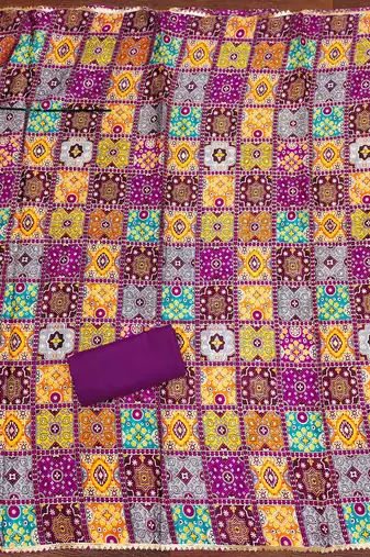 lavender cotton blend embroidered unstitched dressmaterials 3 pair top bottom dupptaa