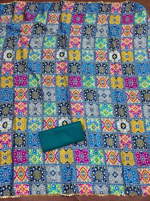Sky cotton embroidered unstitched dressmaterials 3 pair top bottom dupptaa 4