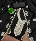 Black silk embroidered unstitched dressmaterials 3 pair top bottom dupptaa