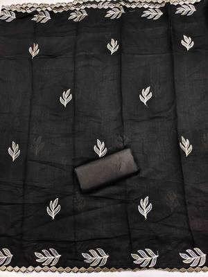 Black silk embroidered unstitched dressmaterials 3 pair top bottom dupptaa 4