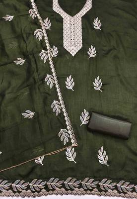 Sea green silk embroidered unstitched dressmaterials 3 pair top bottom dupptaa 3