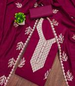 Pink silk embroidered unstitched dressmaterials 3 pair top bottom dupptaa