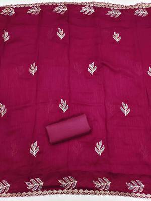 Pink silk embroidered unstitched dressmaterials 3 pair top bottom dupptaa 3