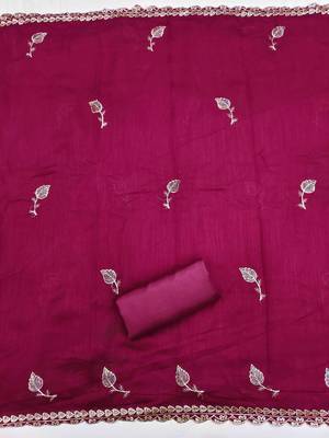 Pink silk embroidered unstitched dressmaterials 3 pair top bottom dupptaa 3