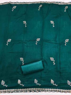 Indigo silk embroidered unstitched dressmaterials 3 pair top bottom dupptaa 4