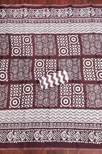 brown cotton blend embroidered unstitched dressmaterials 3 pair top bottom dupptaa