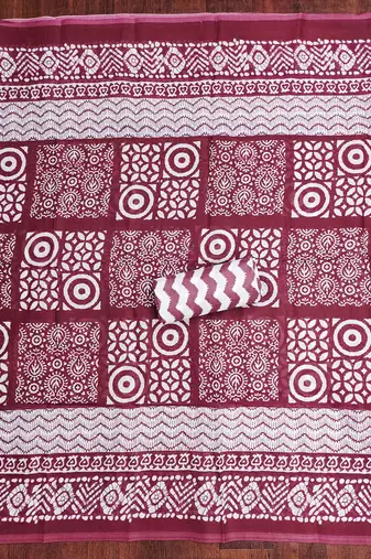 maroon cotton blend embroidered unstitched dressmaterials 3 pair top bottom dupptaa