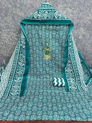 Indigo cotton embroidered unstitched dressmaterials 3 pair top bottom dupptaa 2