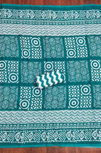 indigo cotton blend embroidered unstitched dressmaterials 3 pair top bottom dupptaa