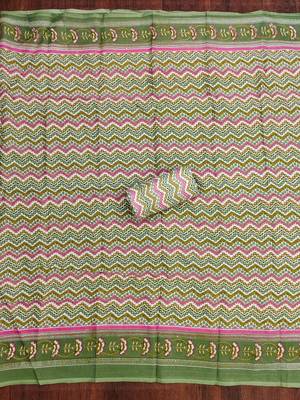 green cotton blend embroidered unstitched dressmaterials 3 pair top bottom dupptaa 4