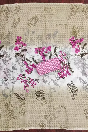 pink cotton blend embroidered unstitched dressmaterials 3 pair top bottom dupptaa