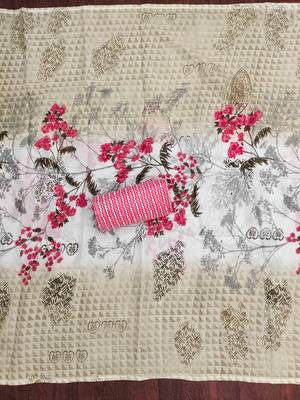 red cotton blend embroidered unstitched dressmaterials 3 pair top bottom dupptaa 4