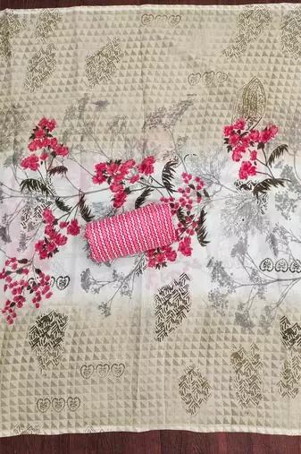 red cotton blend embroidered unstitched dressmaterials 3 pair top bottom dupptaa