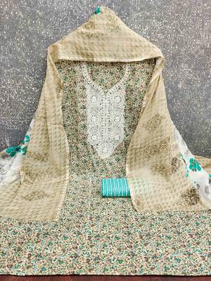 sky cotton blend embroidered unstitched dressmaterials 3 pair top bottom dupptaa 2