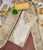 yellow cotton blend embroidered unstitched dressmaterials 3 pair top bottom dupptaa
