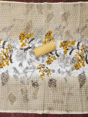 yellow cotton blend embroidered unstitched dressmaterials 3 pair top bottom dupptaa 4
