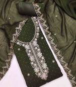 sea green silk blend embroidered unstitched dressmaterials 3 pair top bottom dupptaa