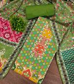 green cotton blend embroidered unstitched dressmaterials 3 pair top bottom dupptaa