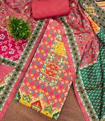 pink cotton blend embroidered unstitched dressmaterials 3 pair top bottom dupptaa