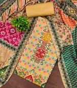 yellow cotton blend embroidered unstitched dressmaterials 3 pair top bottom dupptaa