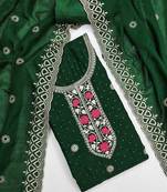 green silk blend embroidered unstitched dressmaterials 3 pair top bottom dupptaa