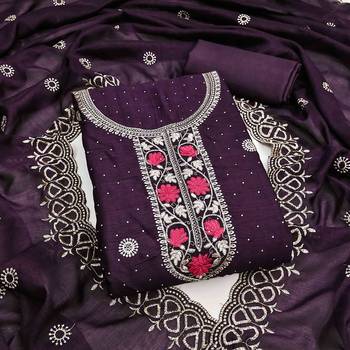 wine silk blend embroidered unstitched dressmaterials 3 pair top bottom dupptaa 3