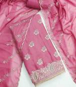pink georgette embroidered unstitched dressmaterials 3 pair top bottom dupptaa