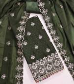 sea green georgette embroidered unstitched dressmaterials 3 pair top bottom dupptaa